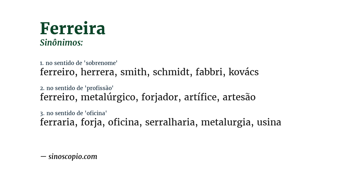Sinônimo de ferreira
