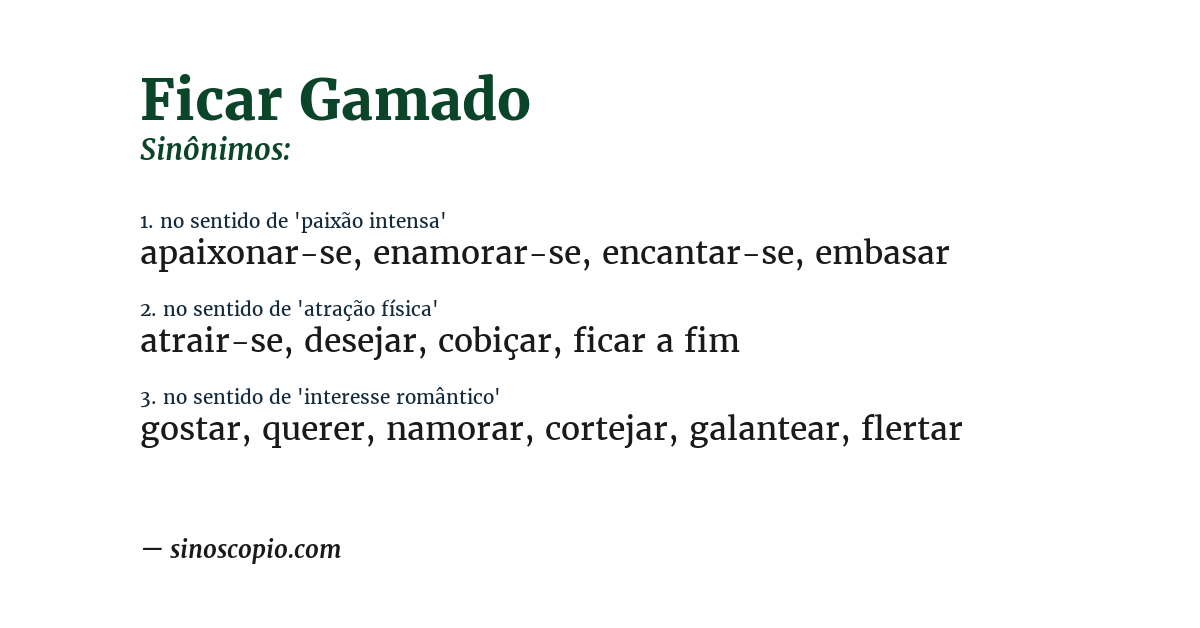 Sinônimo de ficar gamado