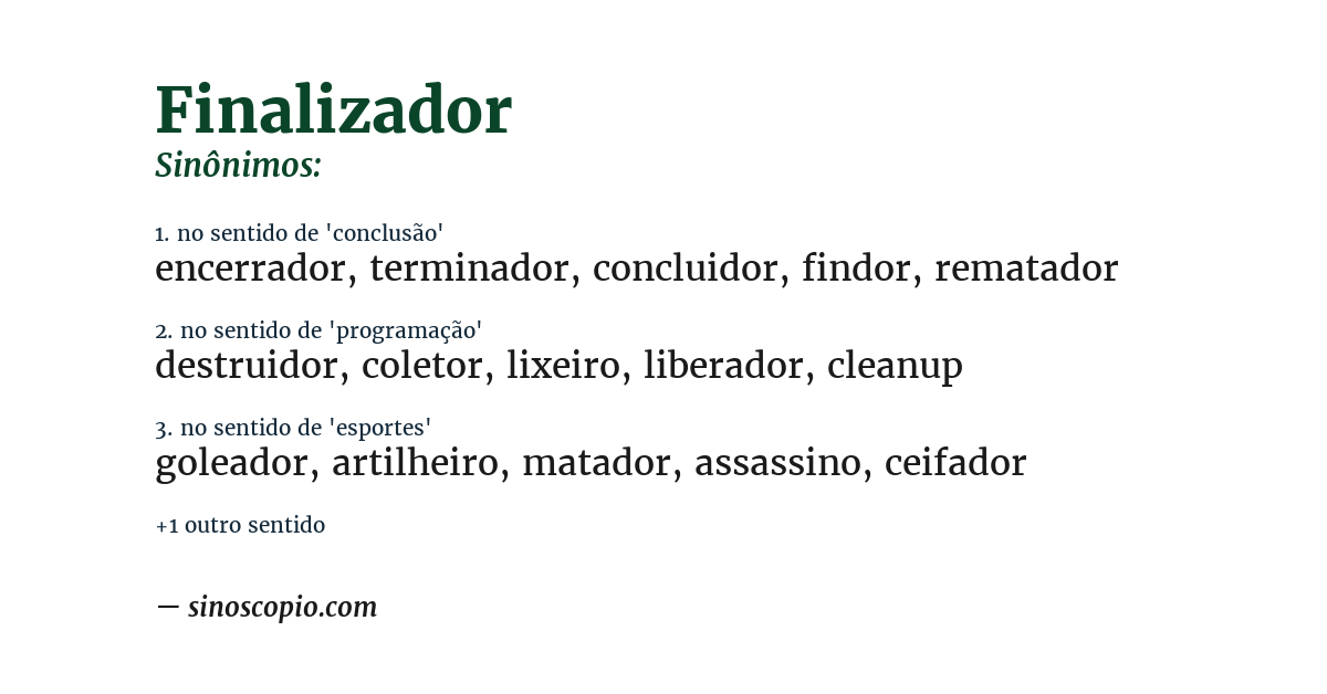 Sinônimo de finalizador