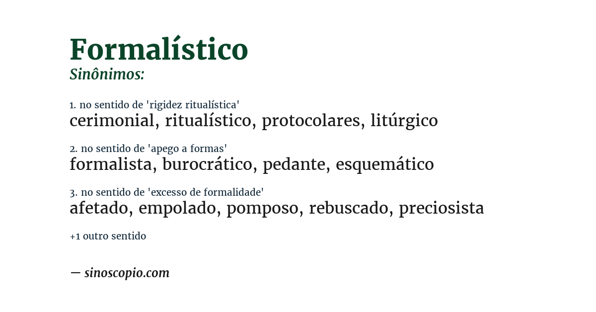 Sinônimo de formalístico