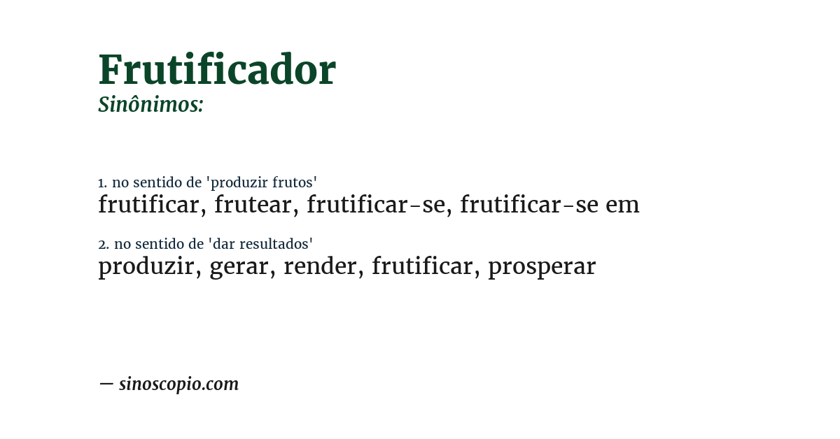 Sinônimo de frutificador