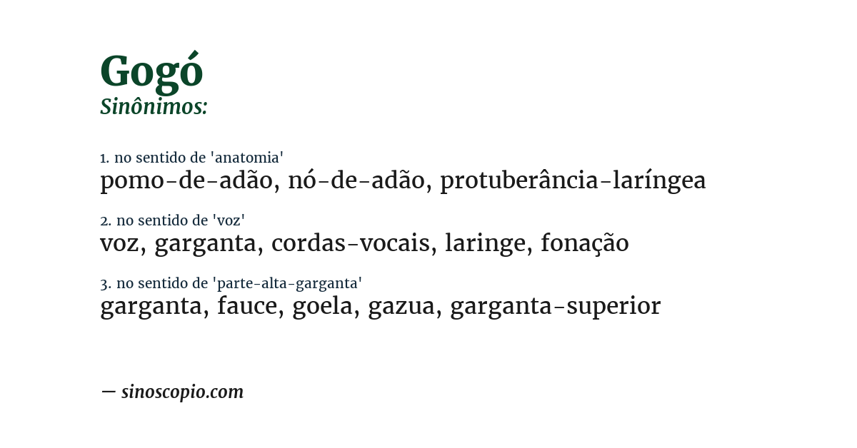 Sinônimo de gogó