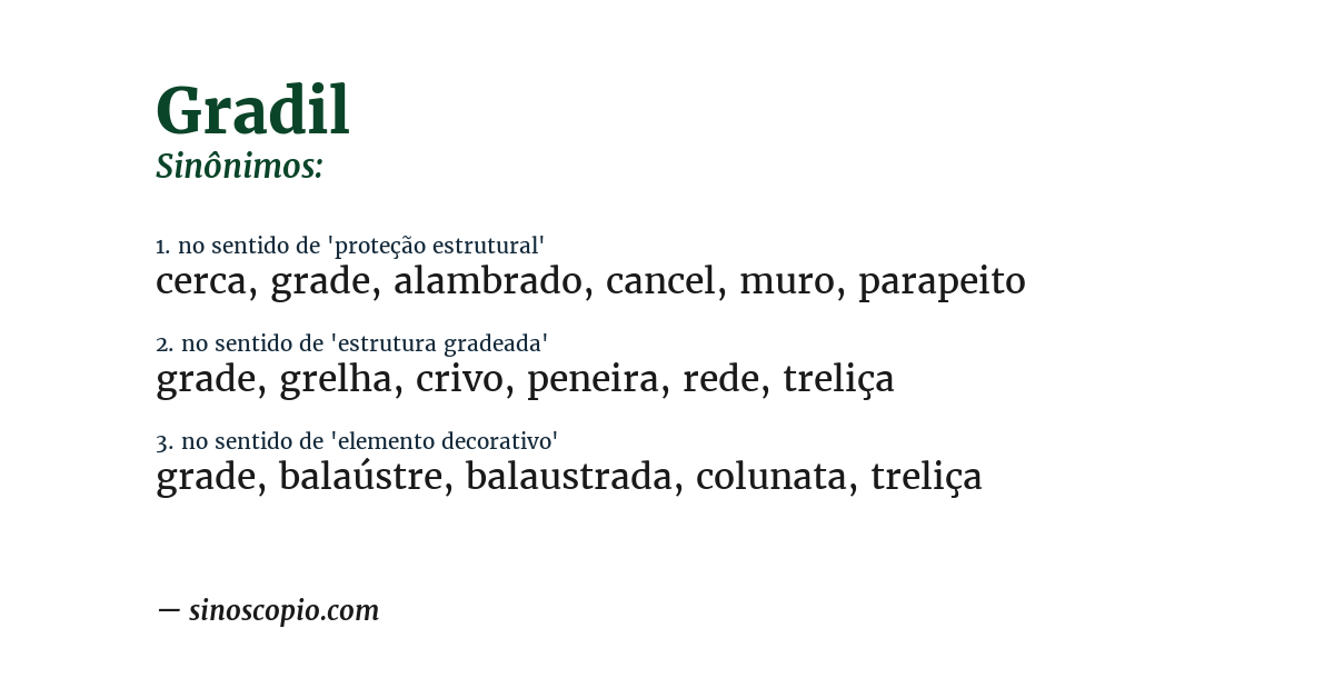 Sinônimo de gradil