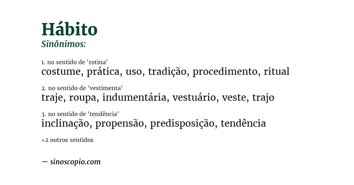 Sinônimo de hábito