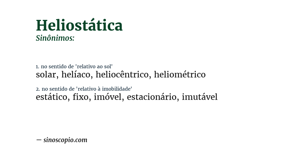 Sinônimo de heliostática