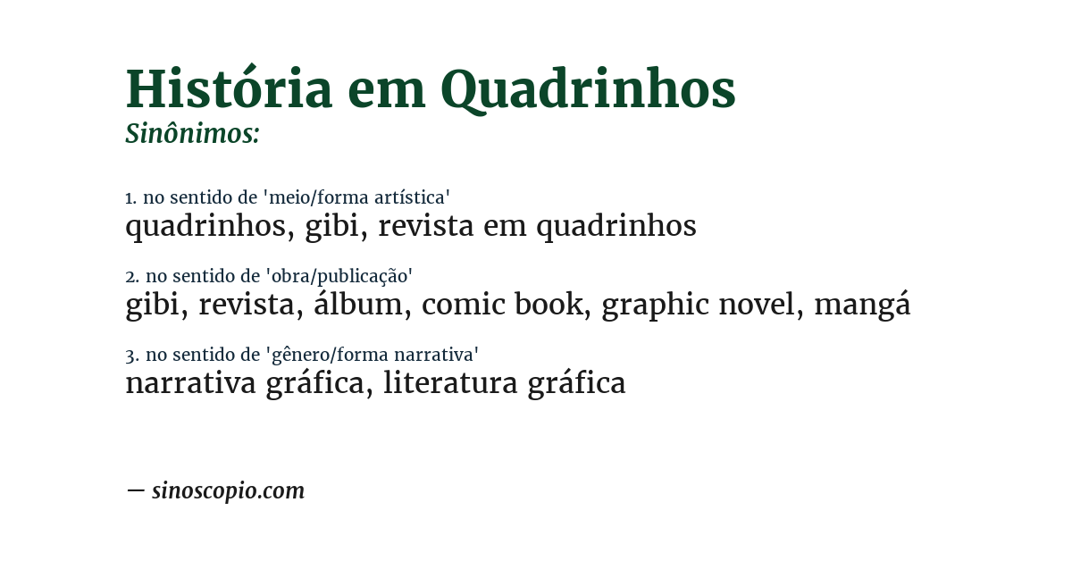Sinônimo de história em quadrinhos