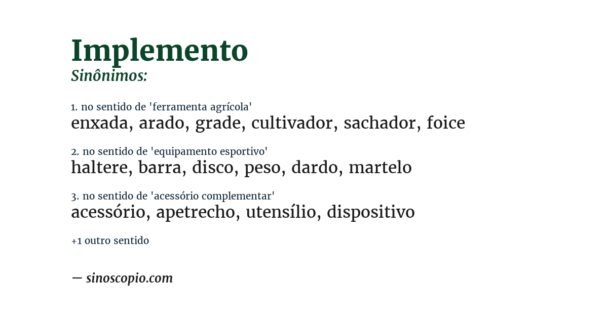 Sinônimo de implemento