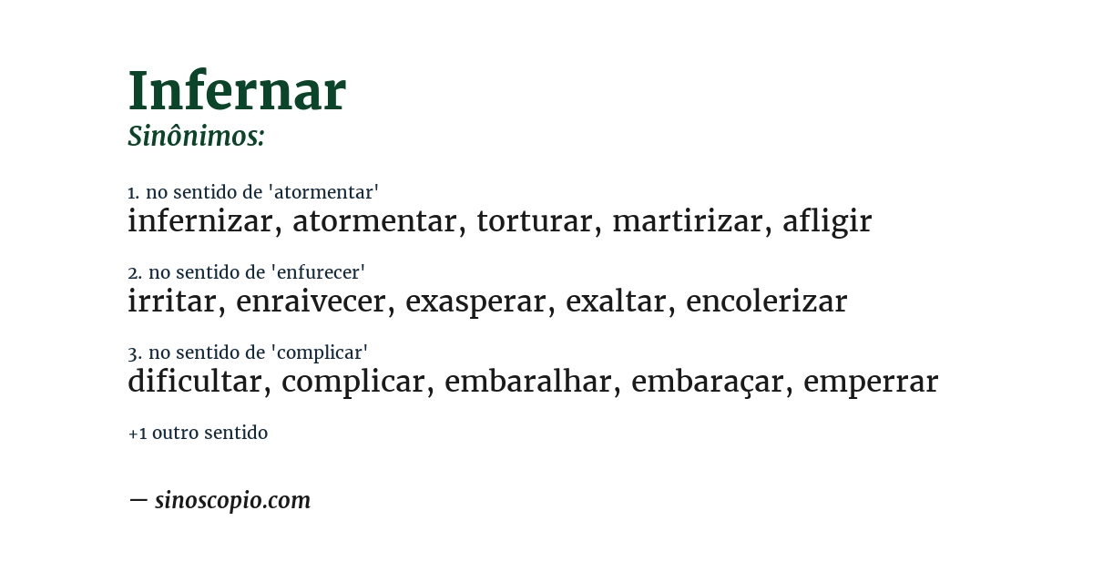 Sinônimo de infernar