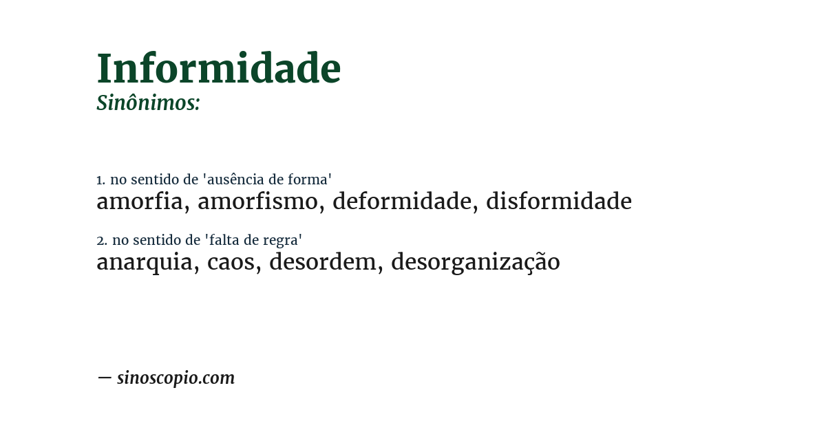 Sinônimo de informidade
