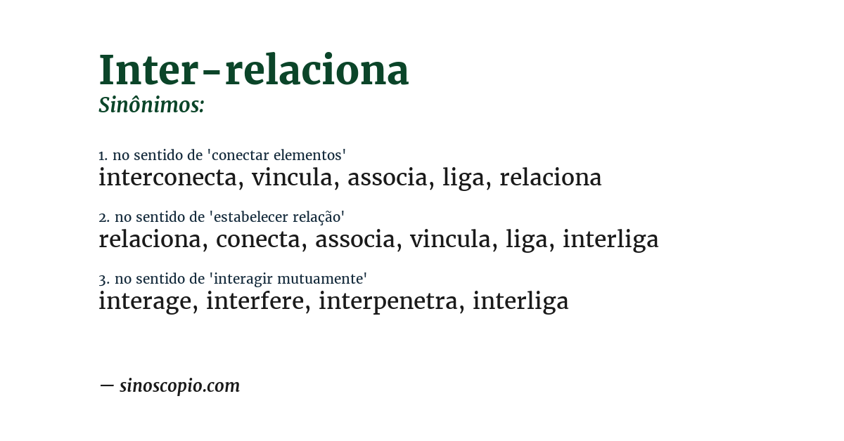 Sinônimo de inter-relaciona