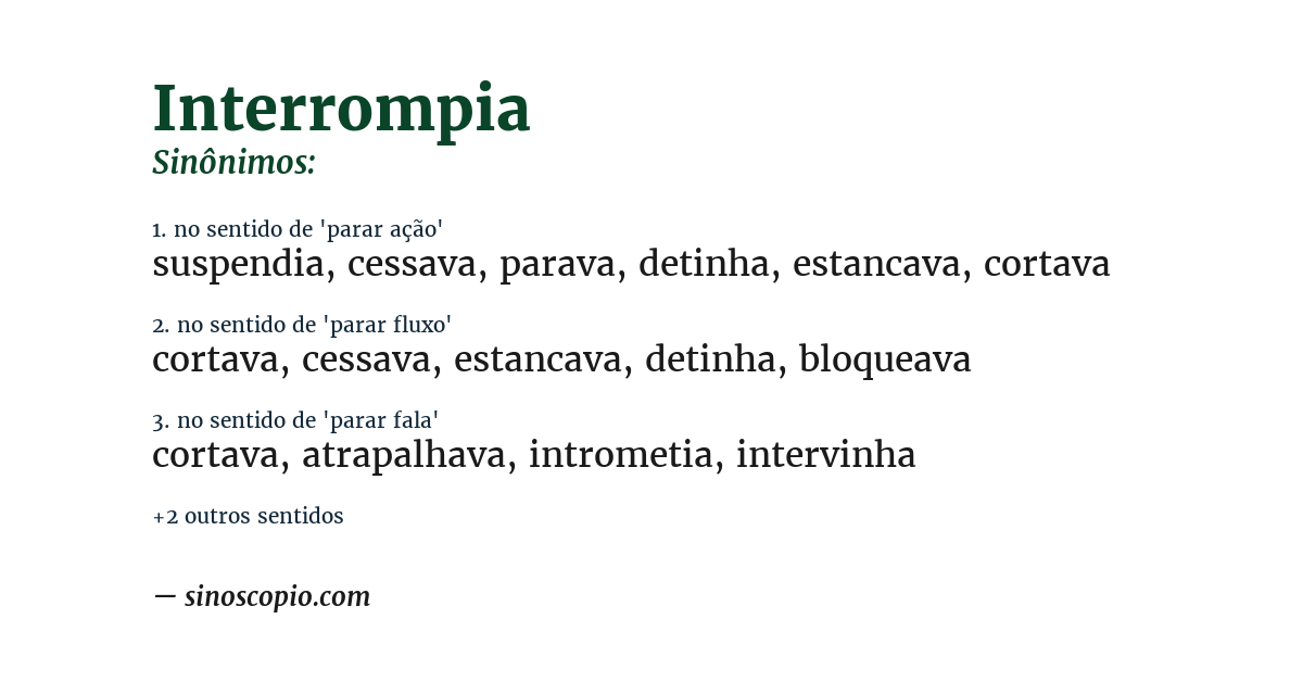Sinônimo de interrompia