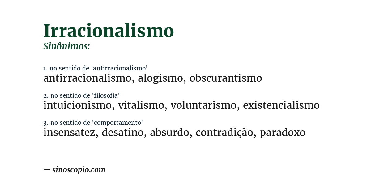 Sinônimo de irracionalismo