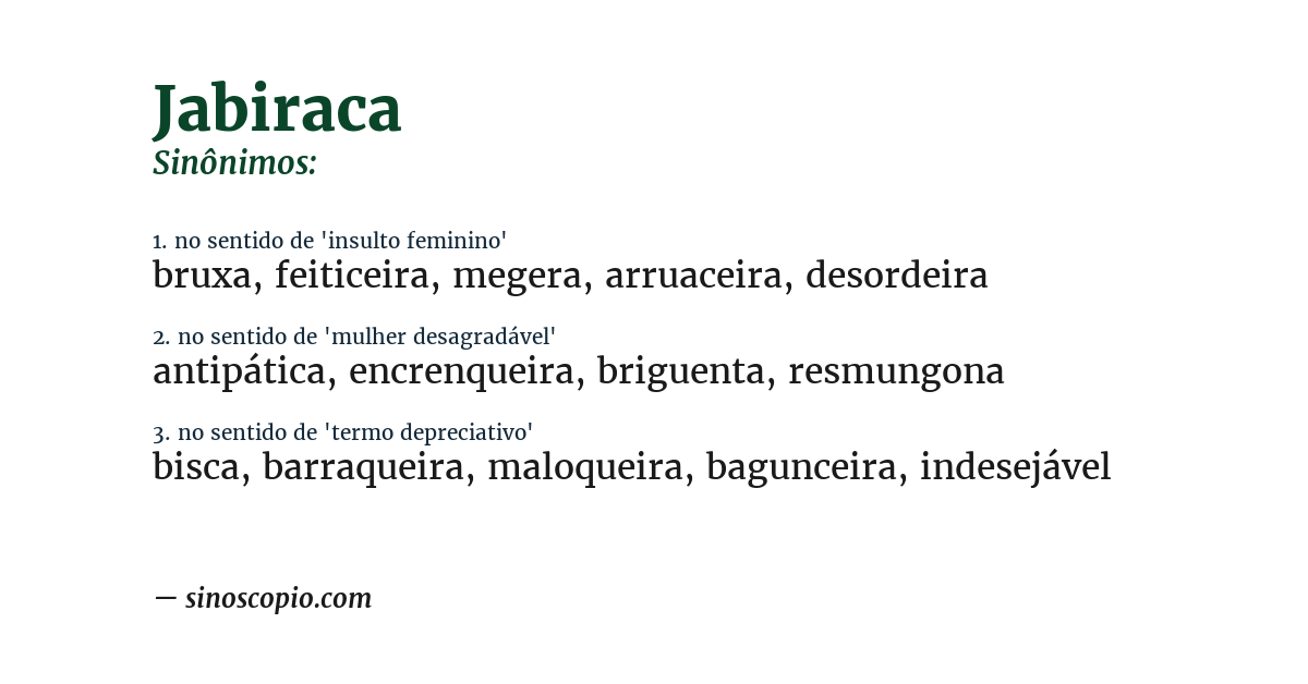 Sinônimo de jabiraca