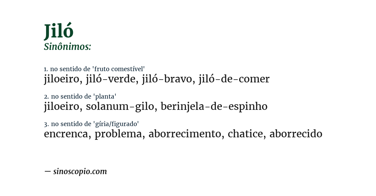 Sinônimo de jiló