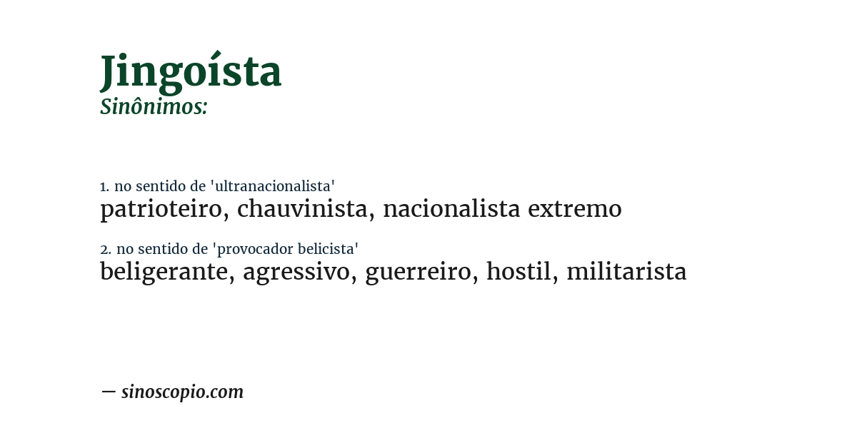 Sinônimo de jingoísta