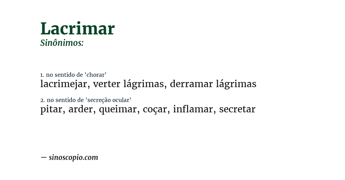 Sinônimo de lacrimar