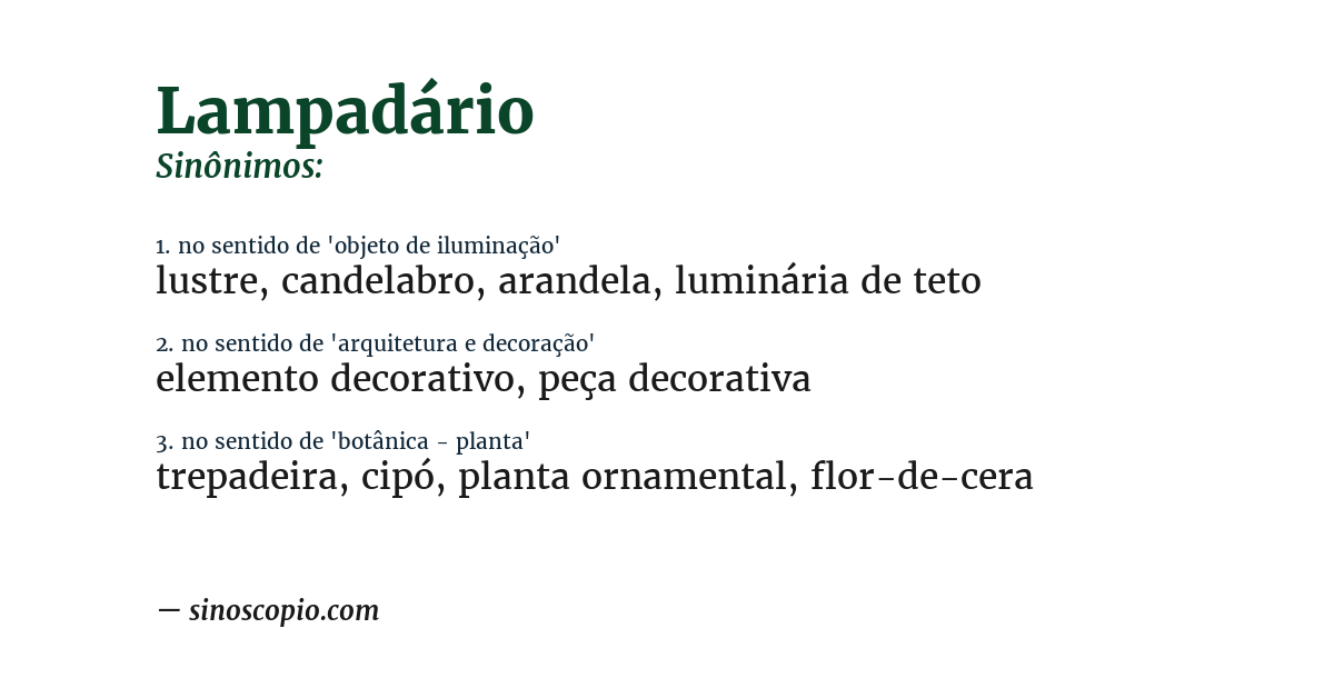Sinônimo de lampadário