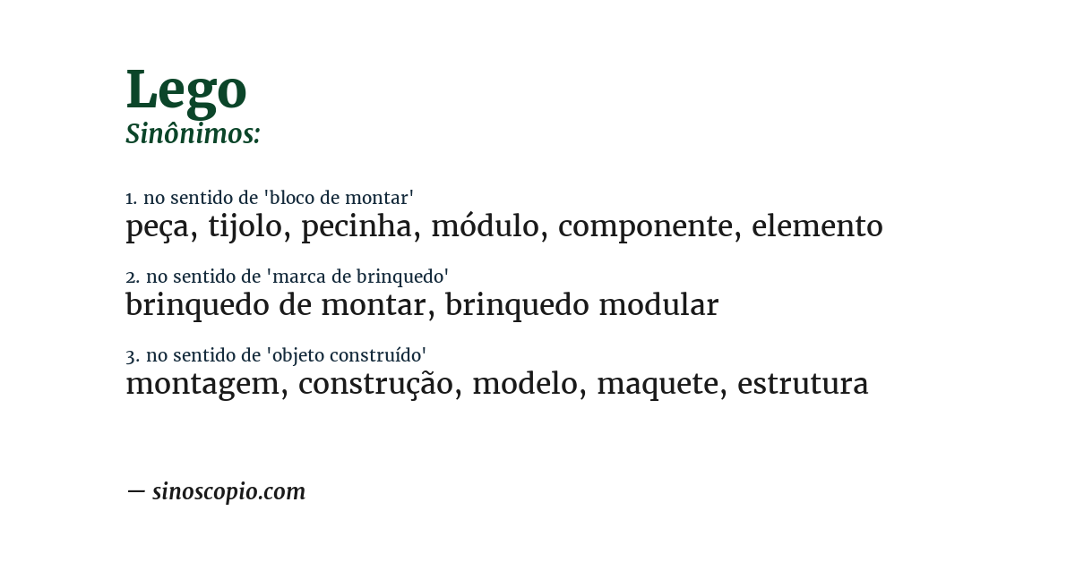 Sinônimo de lego