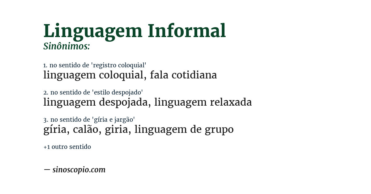 Sinônimo de linguagem informal