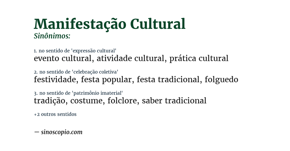 Sinônimo de manifestação cultural