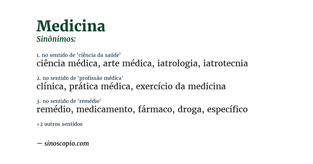 Sinônimo de medicina