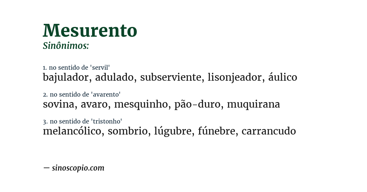 Sinônimo de mesurento