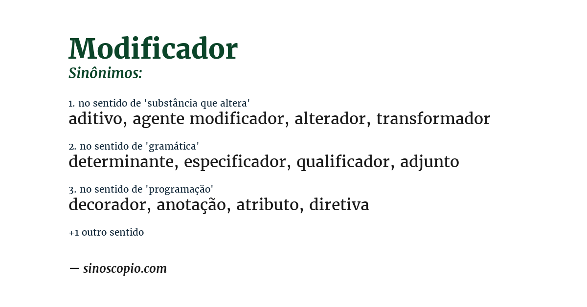 Sinônimo de modificador