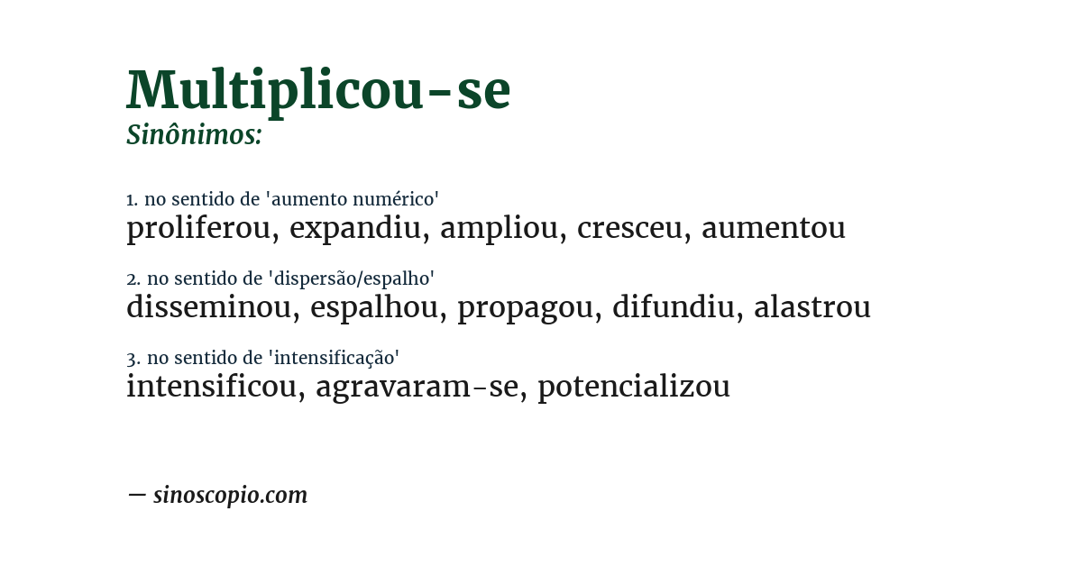 Sinônimo de multiplicou-se