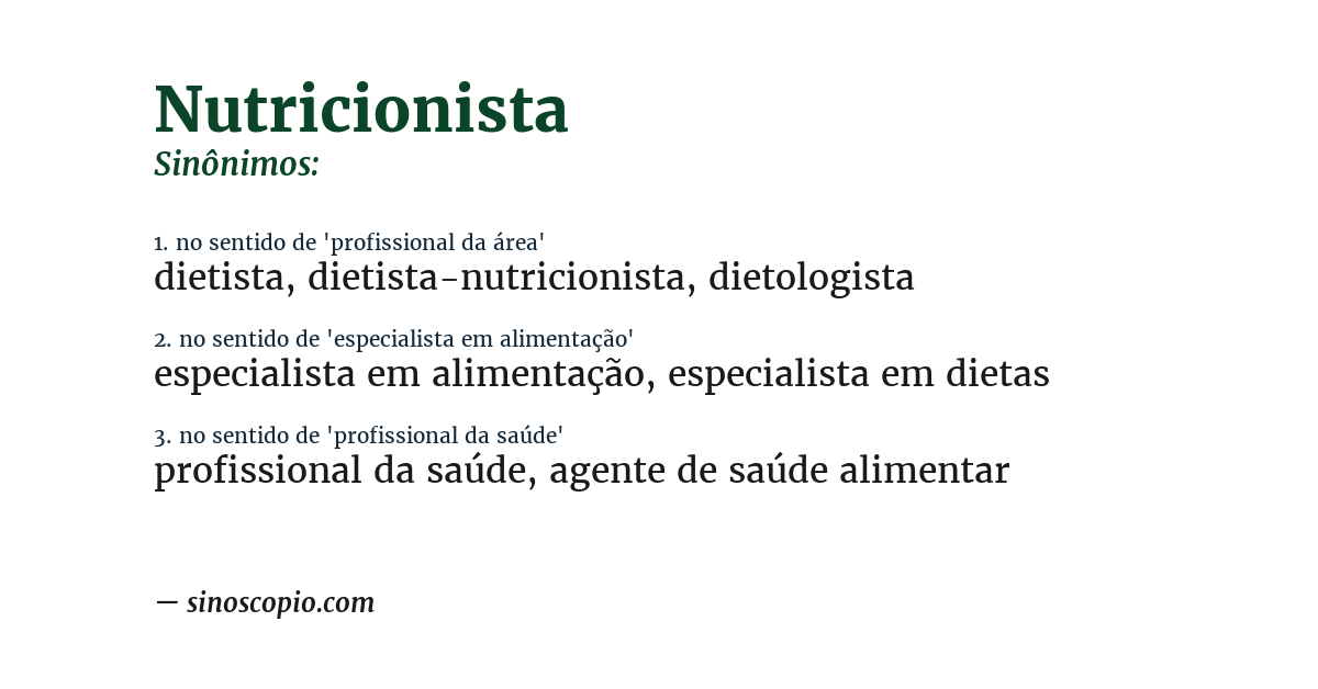 Sinônimo de nutricionista