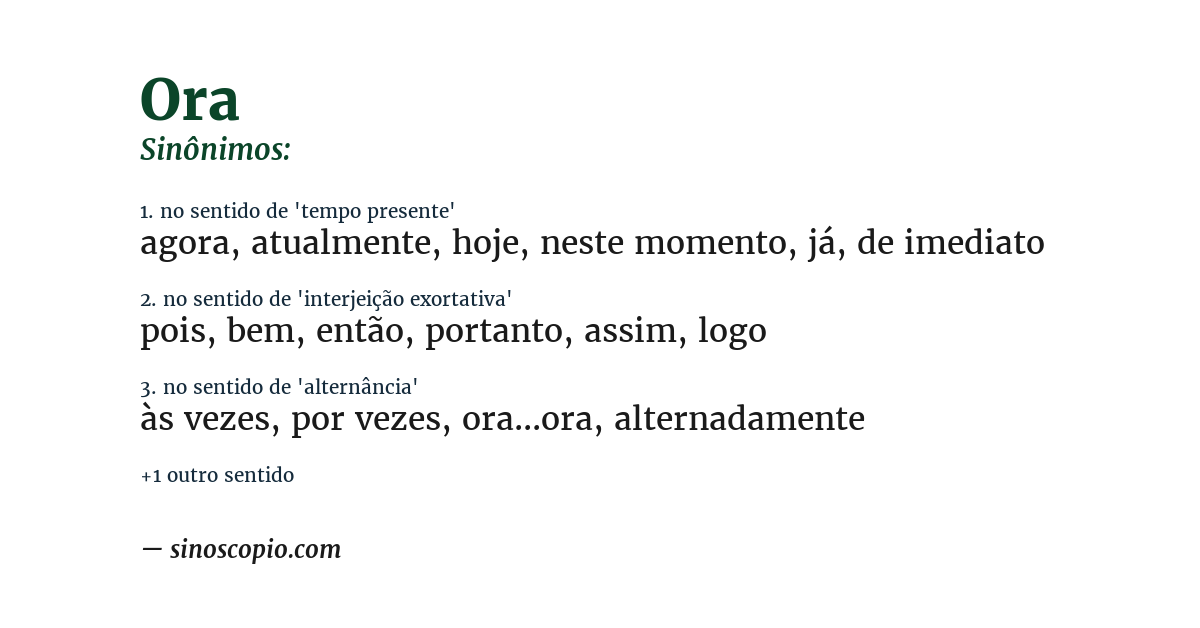 Sinônimo de ora