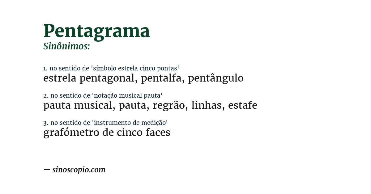 Sinônimo de pentagrama