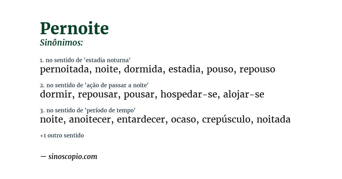 Sinônimo de pernoite