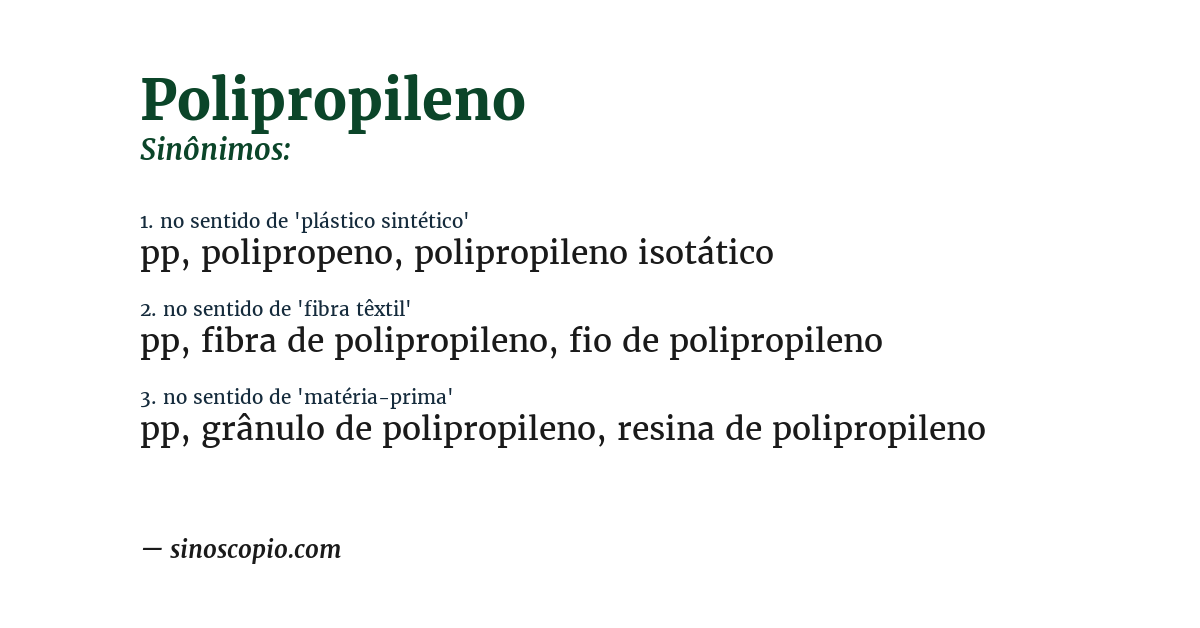 Sinônimo de polipropileno