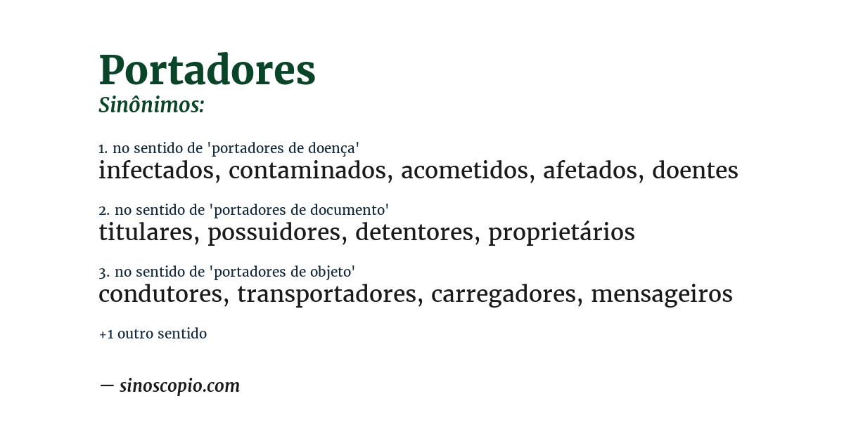 Sinônimo de portadores