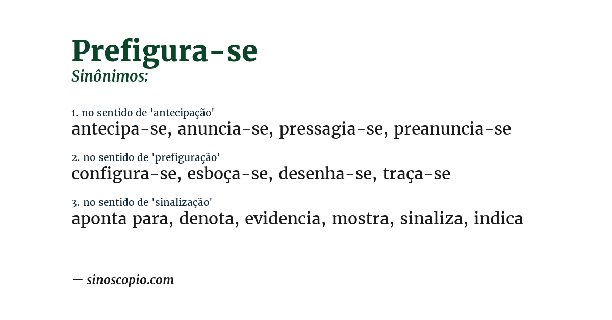 Sinônimo de prefigura-se