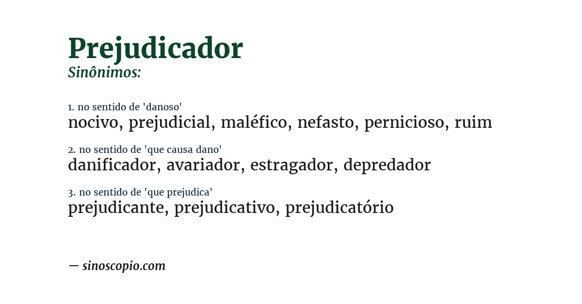 Sinônimo de prejudicador
