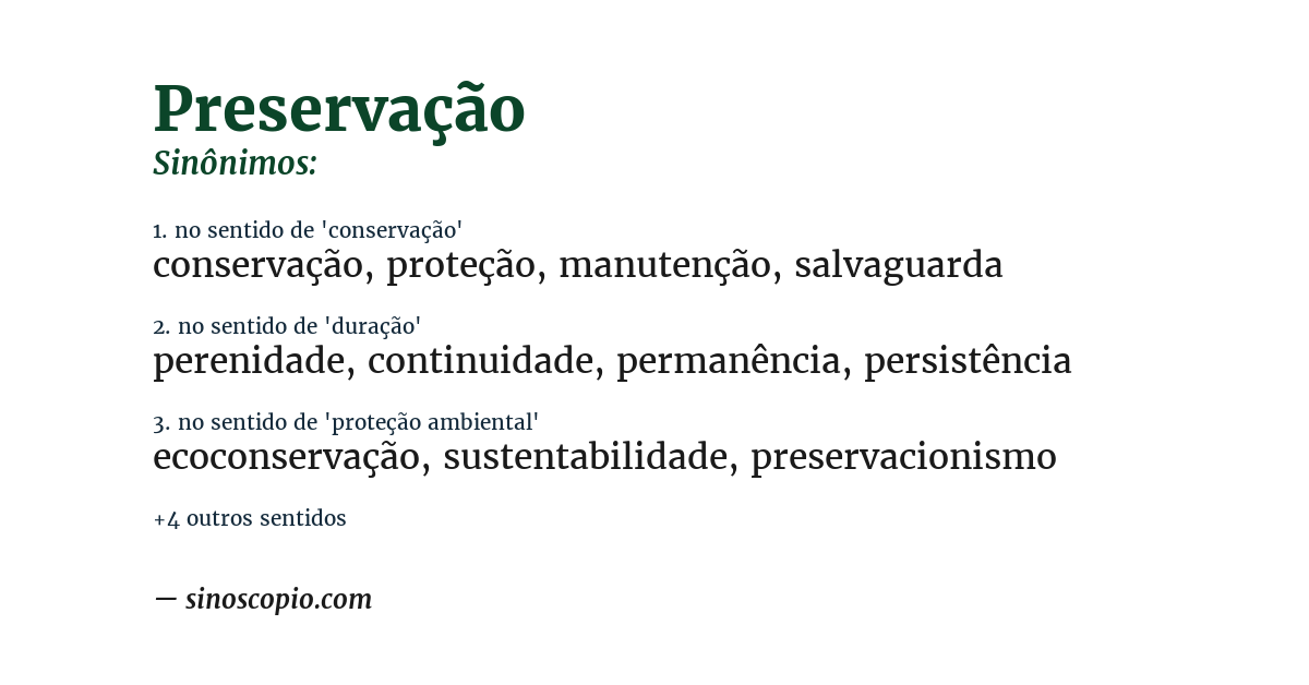 Sinônimo de preservação