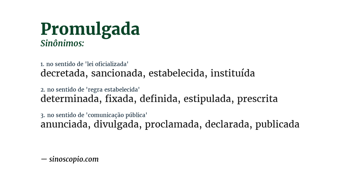Sinônimo de promulgada