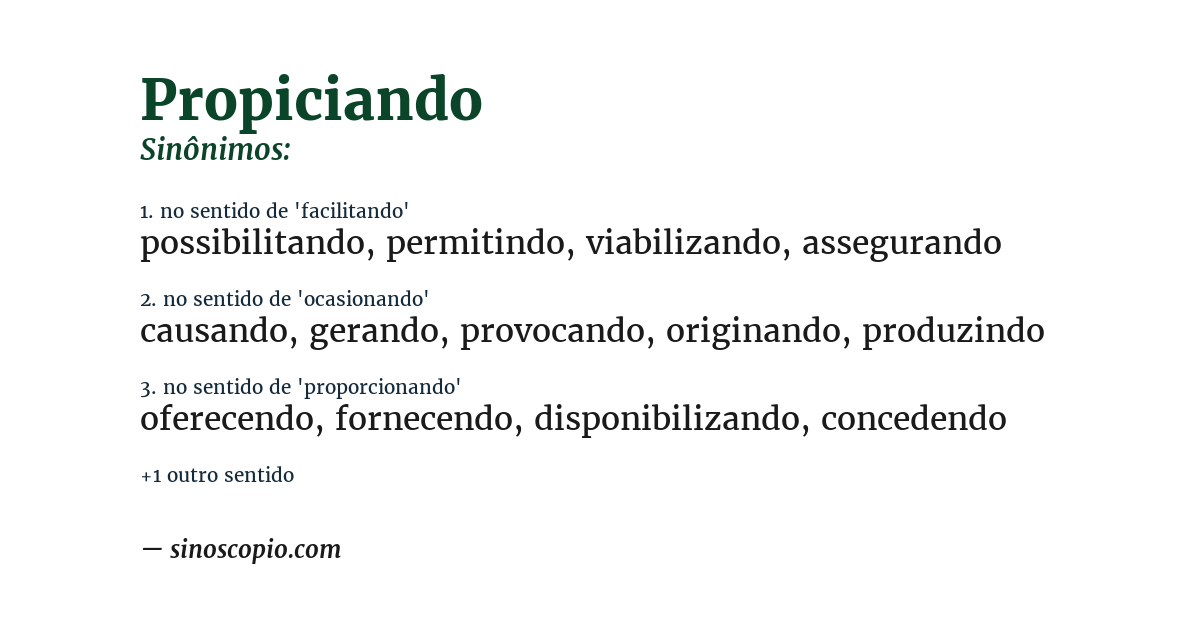 Sinônimo de propiciando