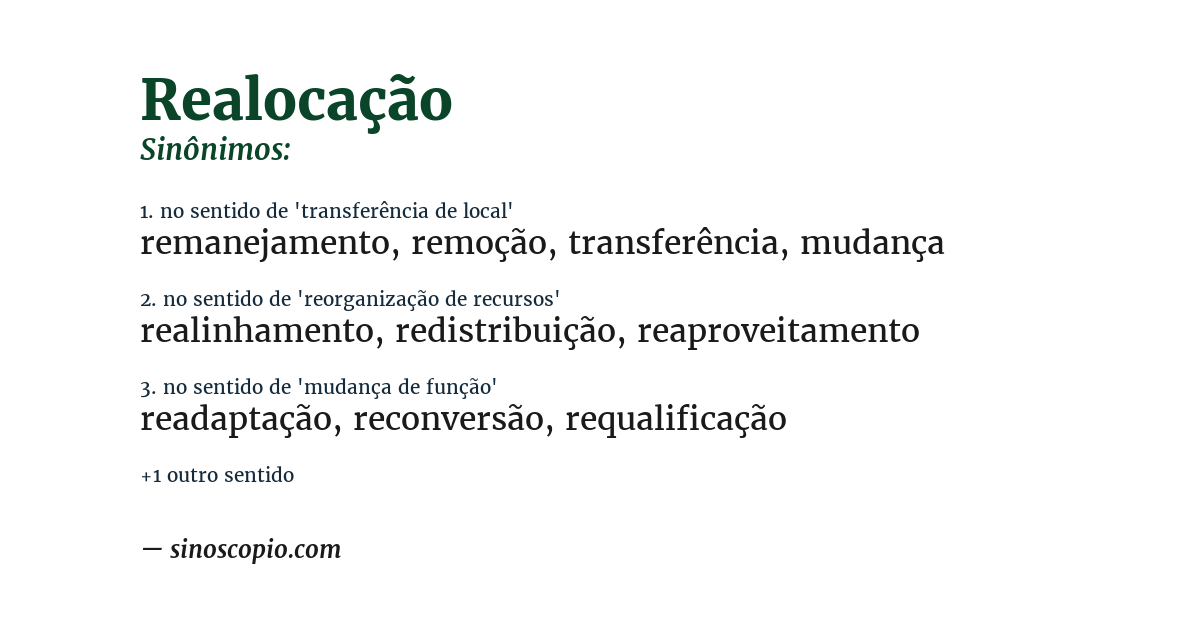Sinônimo de realocação