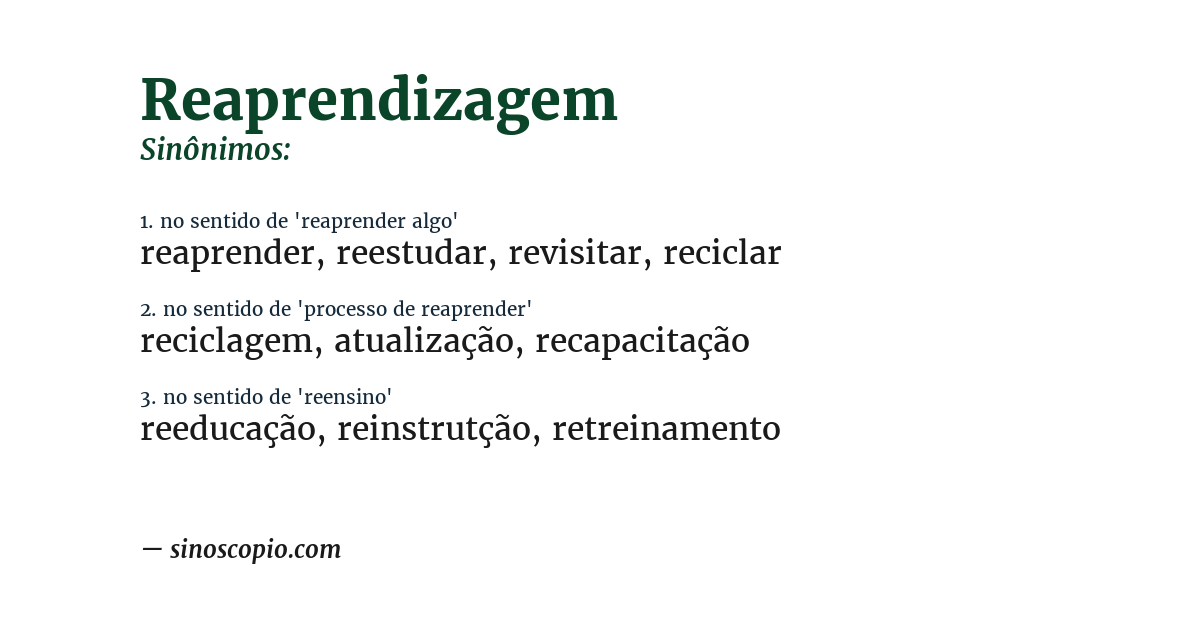 Sinônimo de reaprendizagem