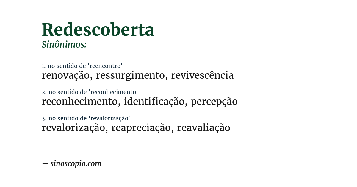 Sinônimo de redescoberta