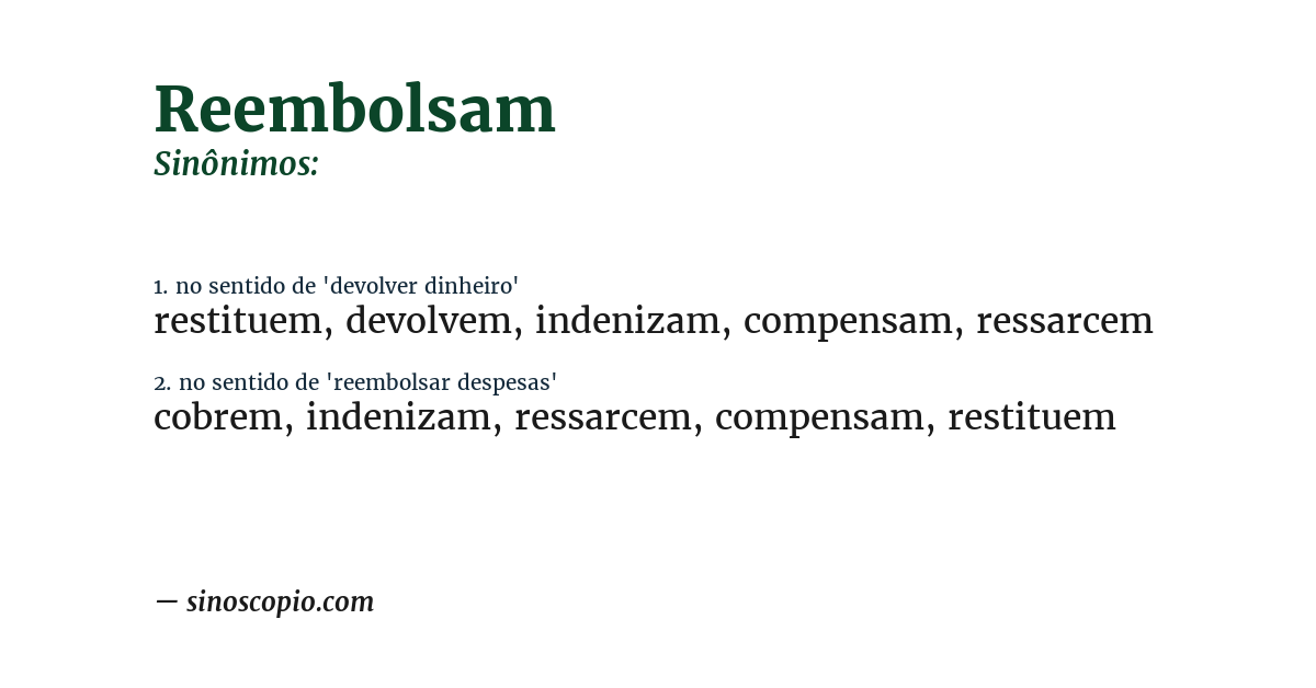 Sinônimo de reembolsam