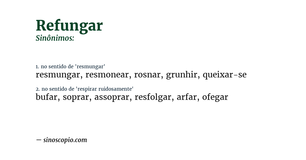 Sinônimo de refungar