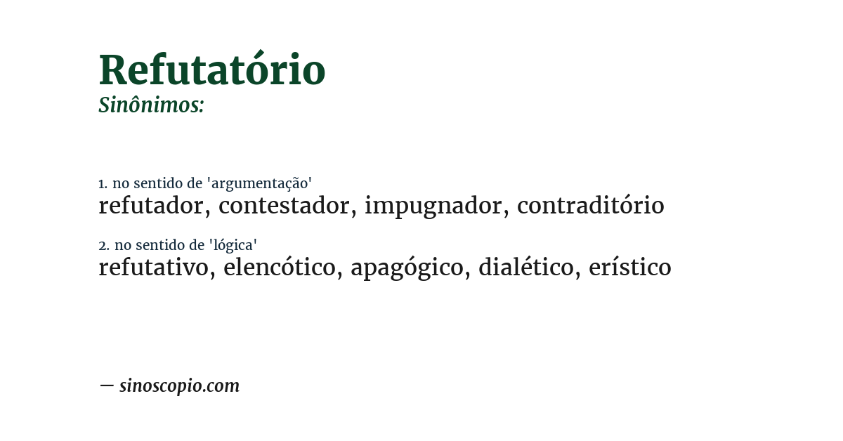 Sinônimo de refutatório