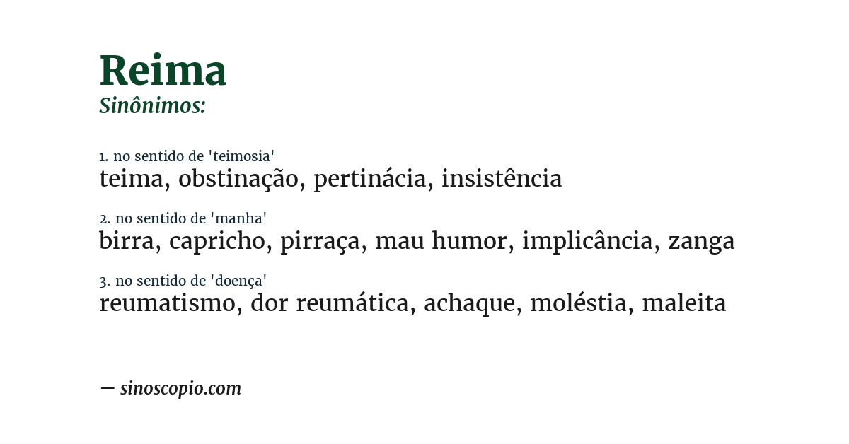 Sinônimo de reima