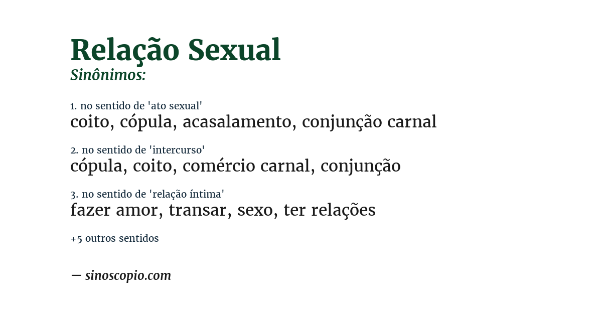 Sinônimo de relação sexual