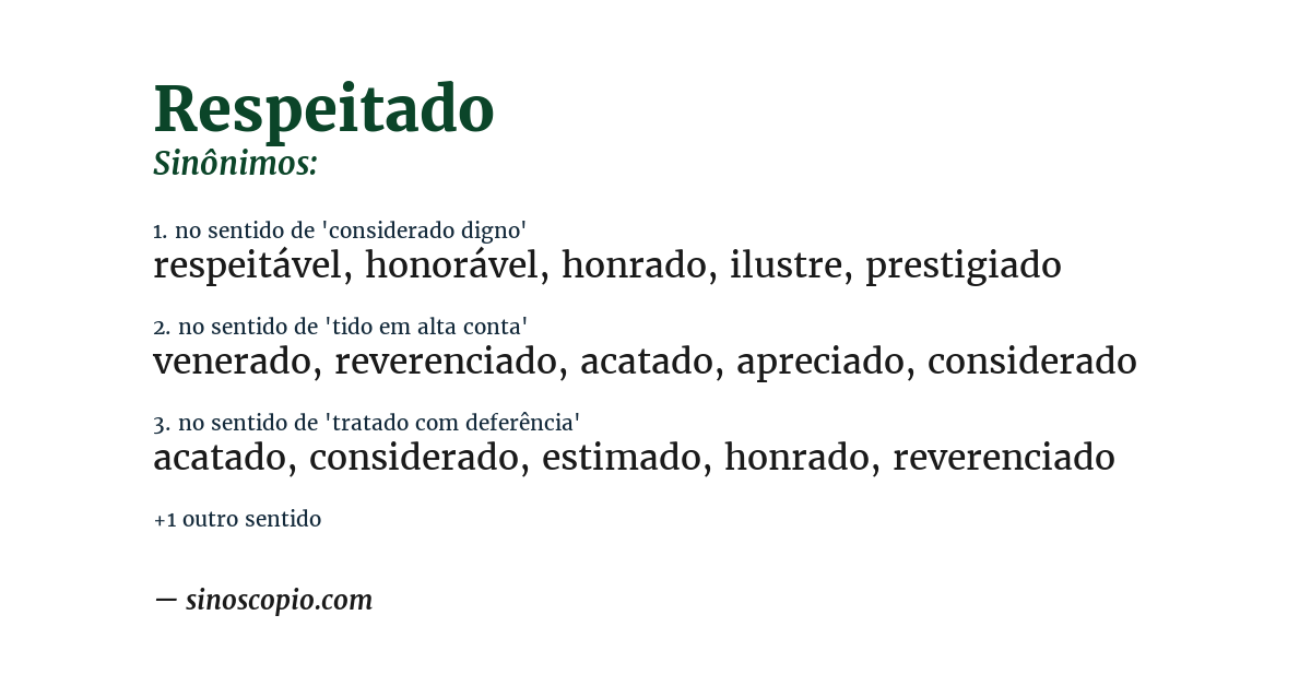 Sinônimo de respeitado