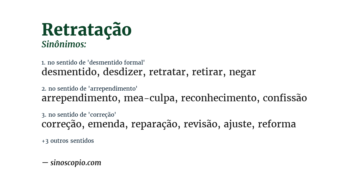 Sinônimo de retratação