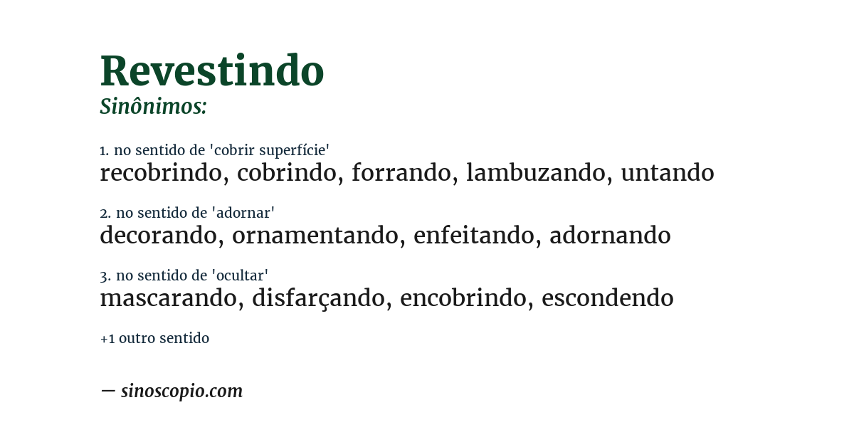 Sinônimo de revestindo